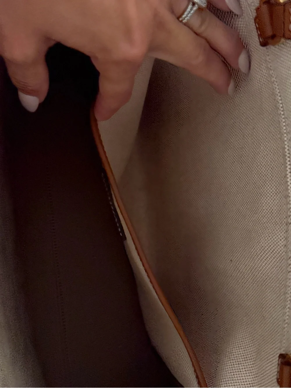 Tory Burch Blake Canvas Tote with Brown Leather Trim